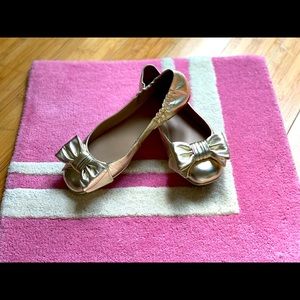 Gold Tory Burch Ballet Flats with Bow